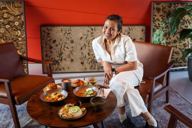 Kopi Bar and Bakery chef-owner Nora Haron shows some of the food and coffee options at the cafe located inside the Berkeley Art Museum and Pacific Film Archive (BAMPFA) in Berkeley, Calif., on Friday, Feb. 13, 2026. (Ray Chavez/Bay Area News Group)