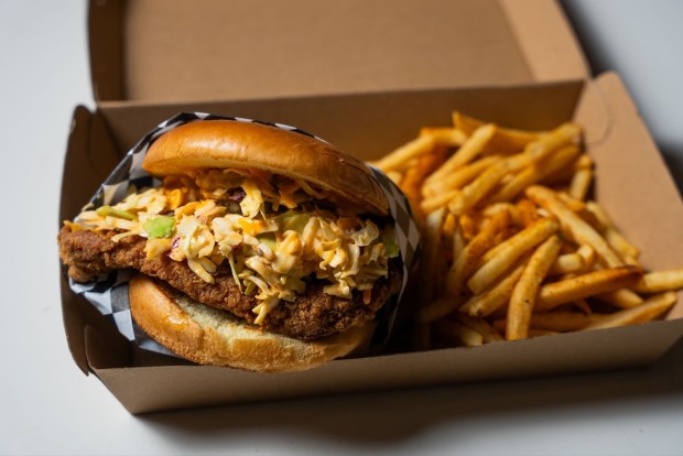 Two restaurants have opened recently in the Public Market Emeryville in Emeryville, Calif.: Mamacita Cocina Mexicana and Tease Southern Kitchen. Photo: A classic fried-chicken sandwich. (Courtesy Tease Southern Kitchen)