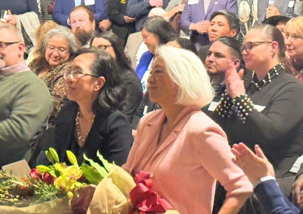 Retired Santa Clara County Superior Court Judge Erica Yew listens to a speaker during a reception for her at the San Jose Institute of Contemporary Art on Wednesday, Jan. 28, 2026. (Sal Pizarro/Bay Area News Group)