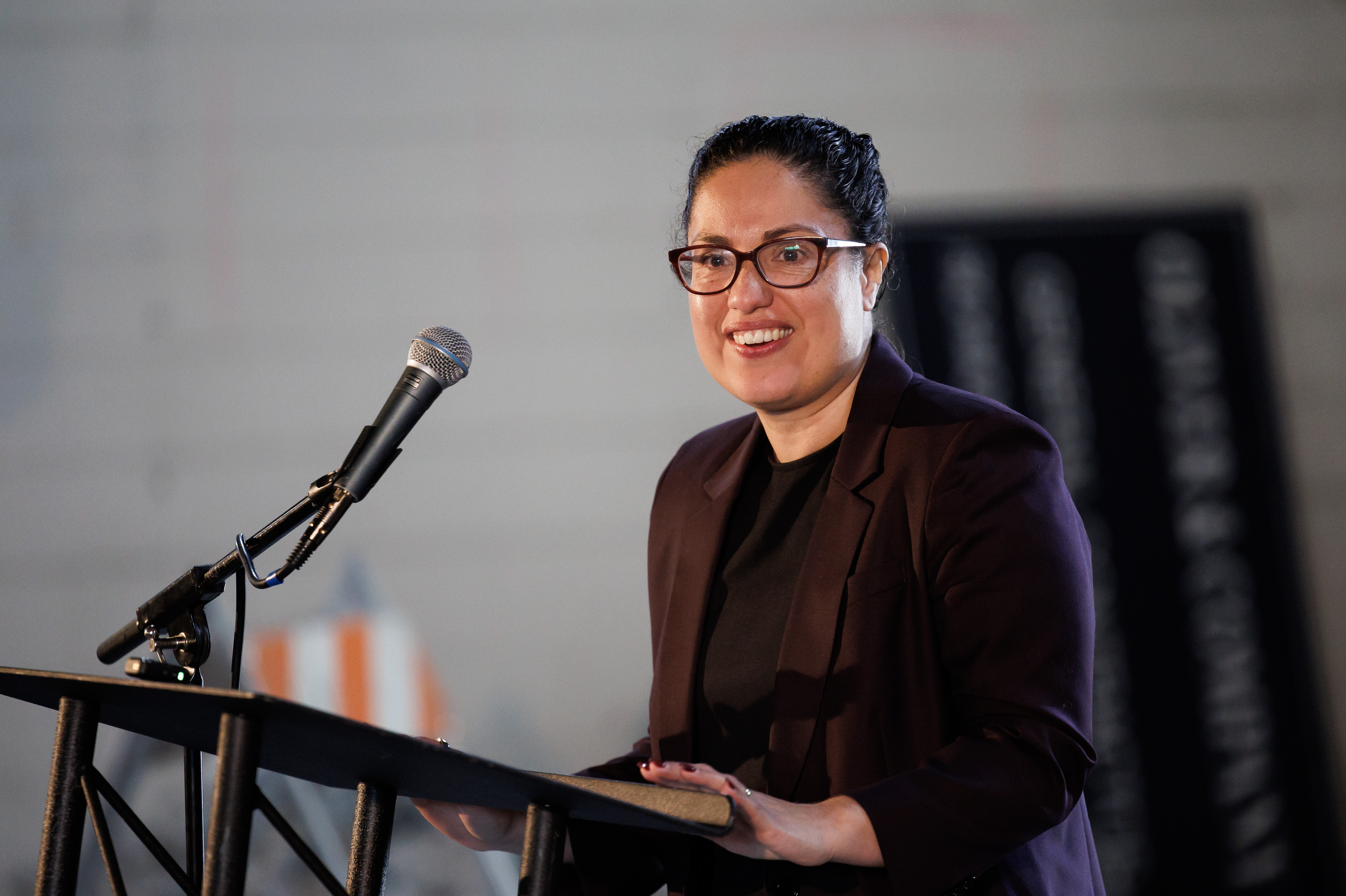 Jessica Paz-Cedillos, center, CEO of the School of Arts and...