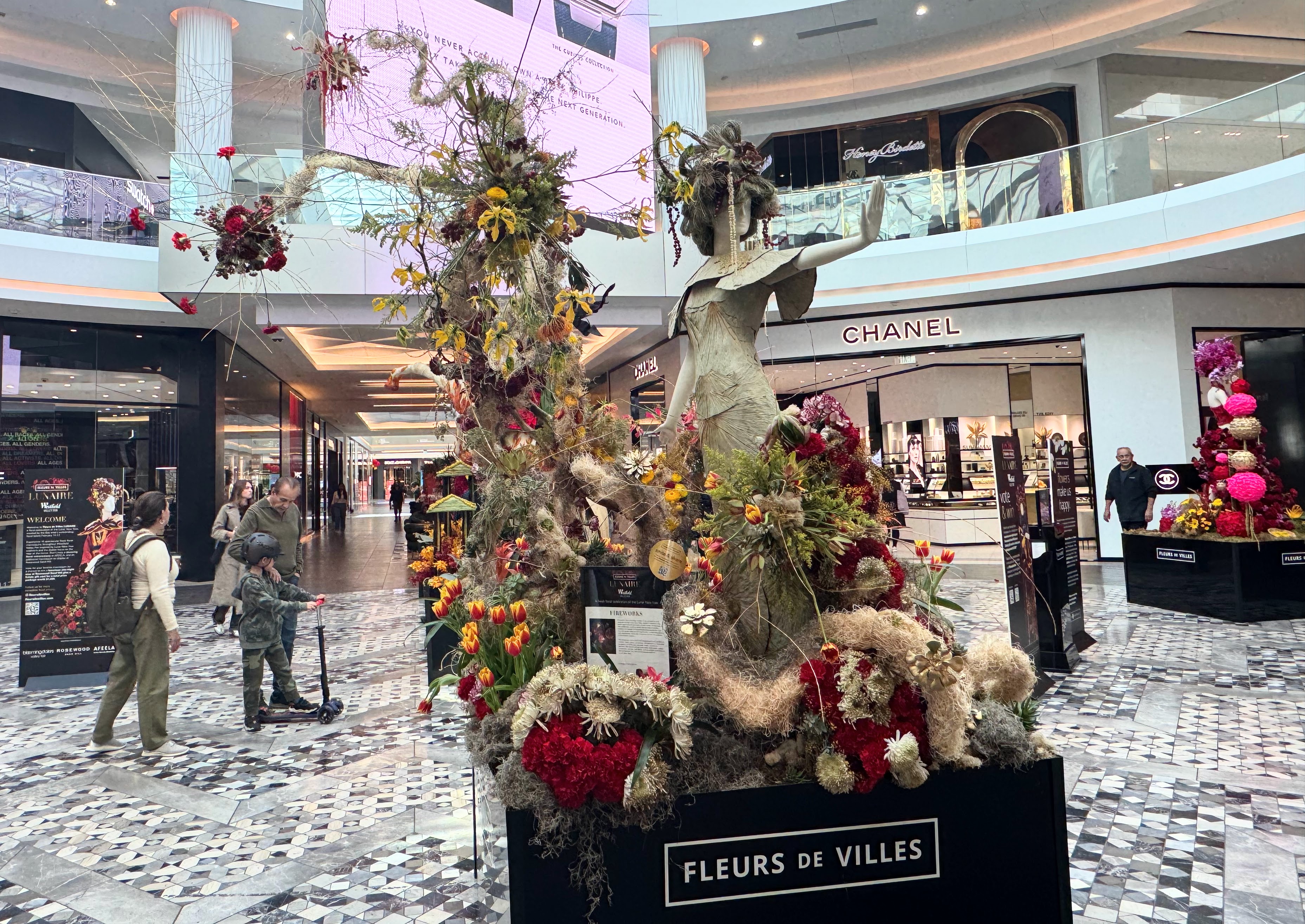 A floral and plant sculpture created by floral designers Flybunker...