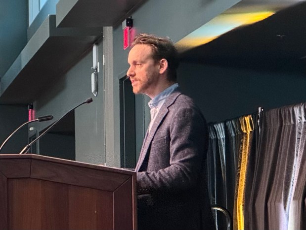 Derek Thompson, co-author of the bestseller "Abundance," delivers the keynote address at the State of the Valley conference, held at San Jose State University on Friday, Feb. 27, 2026. (Sal Pizarro/Bay Area News Group)