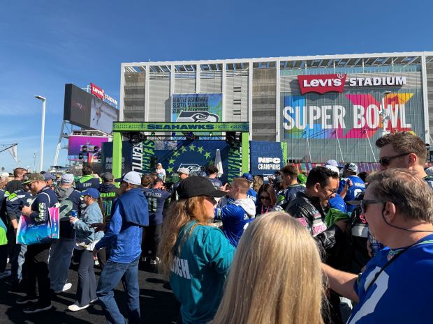 Fans begin arriving for Super Bowl 60 at Levi's Stadium in Santa Clara, Calif., on Sunday, Feb. 8, 2026. (Caelyn Pender/Bay Area News Group)
