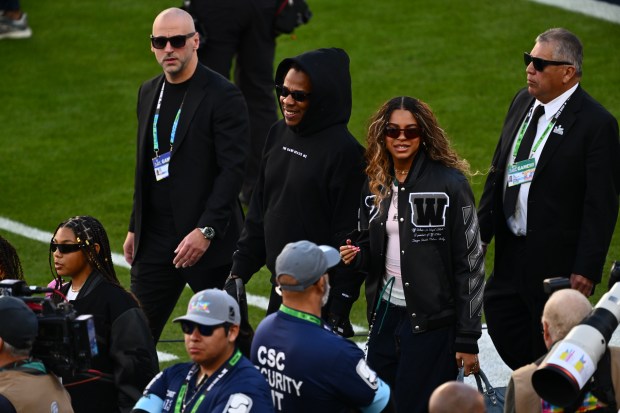 Jay-Z and Beyonce enter the stadium ahead of Super Bowl 60 at Levi's Stadium in Santa Clara, Calif., on Sunday, Feb. 8, 2026. (Jose Carlos Fajardo/Bay Area News Group)