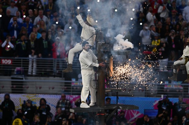 Bad Bunny performs during the half-time show at Super Bowl 60 at Levi's Stadium in Santa Clara, Calif., on Sunday, Feb. 8, 2026. (Jose Carlos Fajardo/Bay Area News Group)