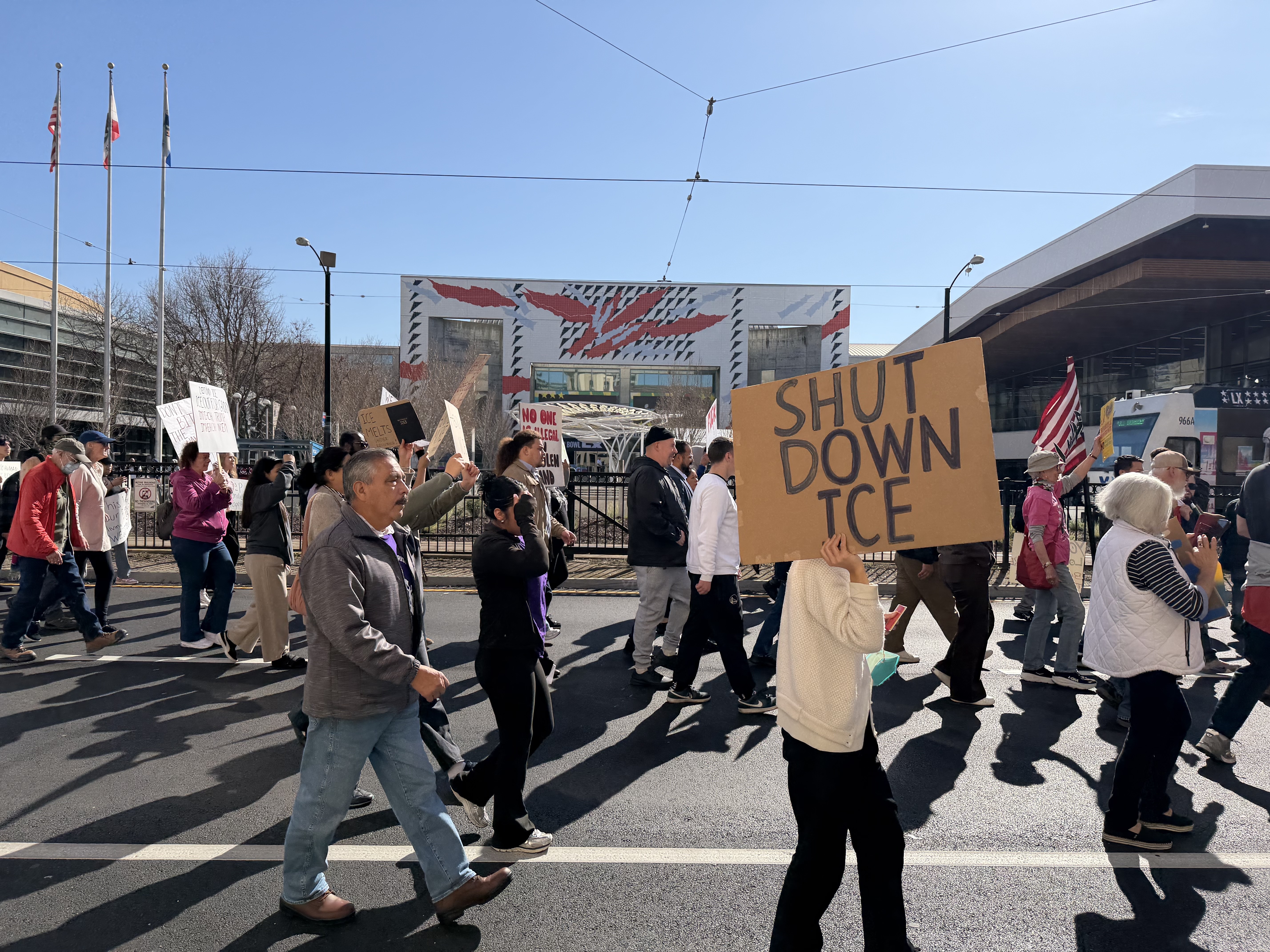 Protestors took to the streets in downtown San Jose Monday...