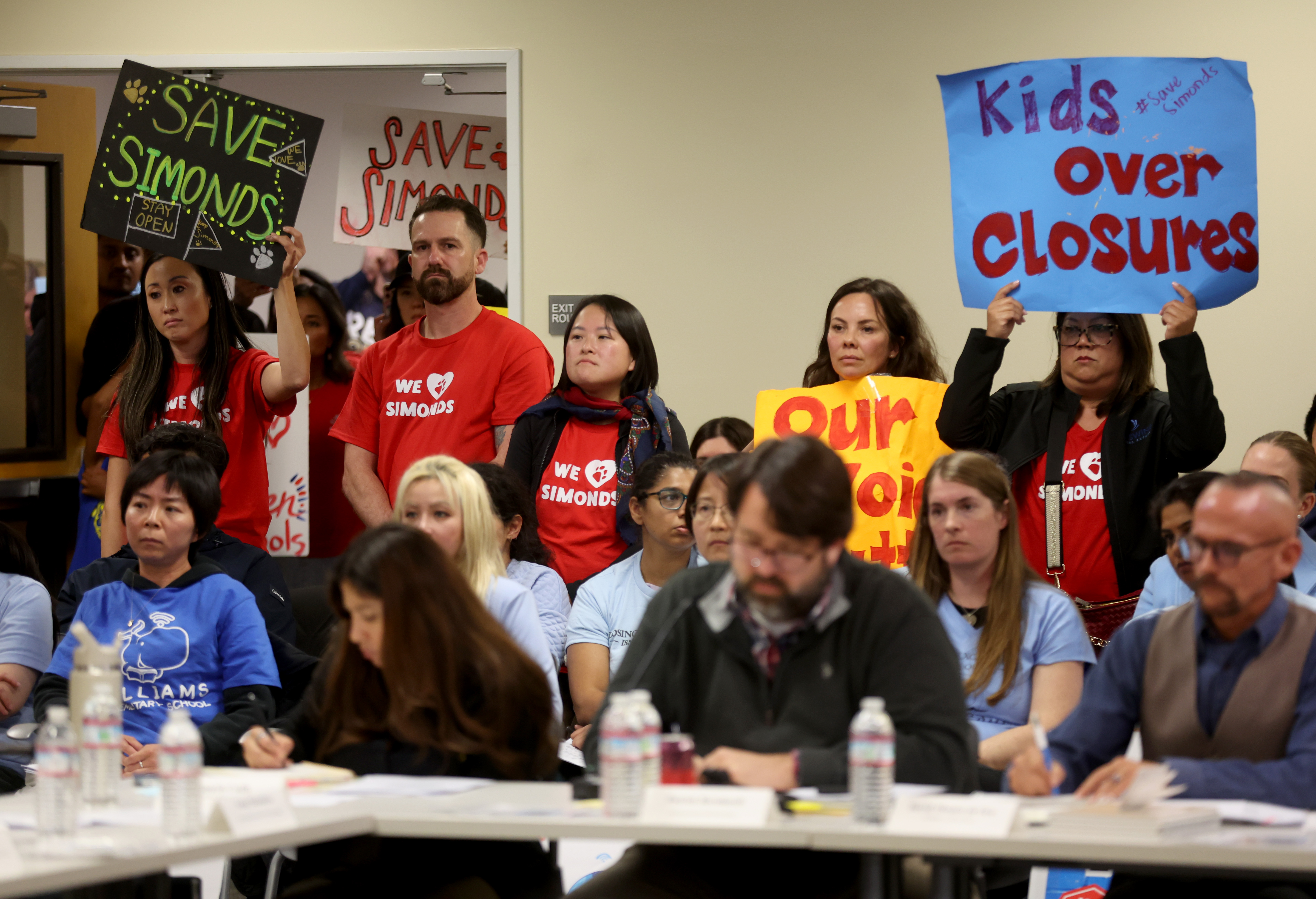 Community members attend a meeting at the San Jose Unified...
