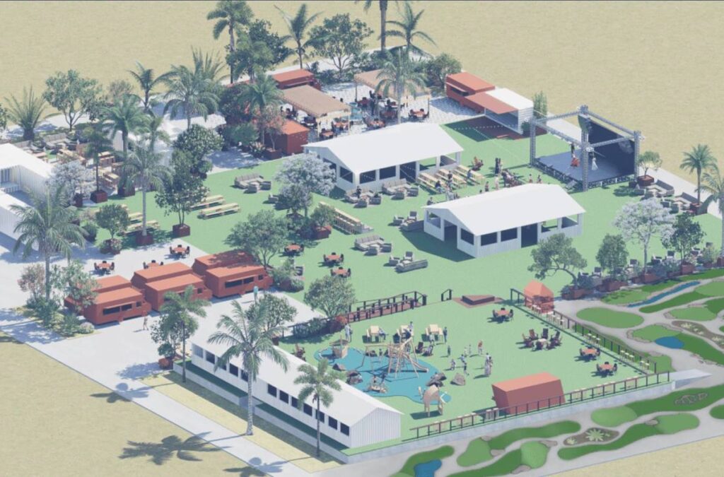 SPARK Social San Jose food truck park rendering.