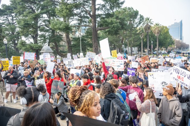 The more than 1000 high school students overran the west lawn of the Capitol building and more than half also marched to the John Moss Federal Building, where federal immigration offices operate. Russell Stiger II, OBSERVER