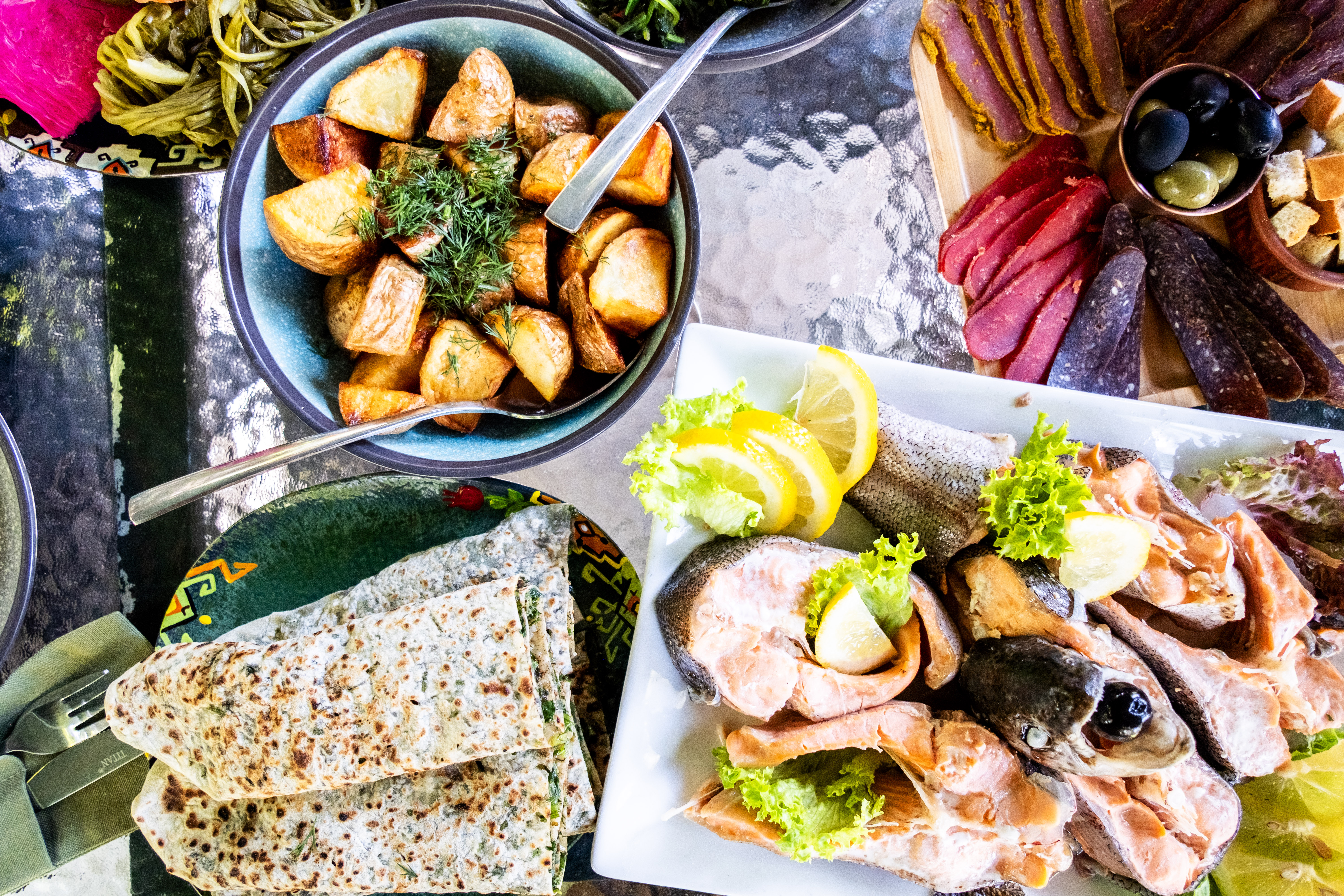 Traditional Armenian cuisine is served at Tumanyanâs ART in Yerevan,...