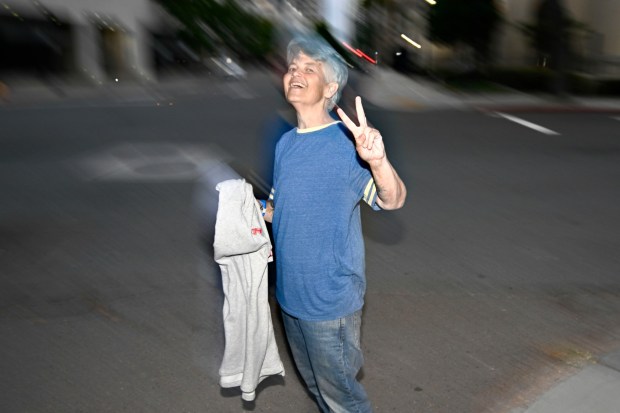 Jeane Wong, who goes by the name Blue, leaves the Metropolitan Correction Center July 3 in San Diego. (Denis Poroy / For The San Diego Union-Tribune)
