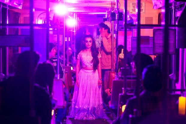 La Llorona on the Blue Line is a immersive play that unfolds aboard San Diego's Blue Line trolley, interweaving haunting stories across three eras: 1920, 1946, and 1982. Each story is set aboard vintage trains at the National City Depot, inviting audiences to experience how the past lingers in unexpected ways. Photo from preview night in National City on 06.04.25, in San Diego, California. (Alejandro Tamayo / The San Diego Union-Tribune)