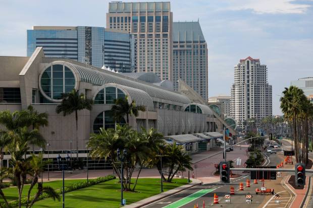 The San Diego Convention Center seen on Wednesday, Nov. 12, 2025. (Meg McLaughlin / The San Diego Union-Tribune)