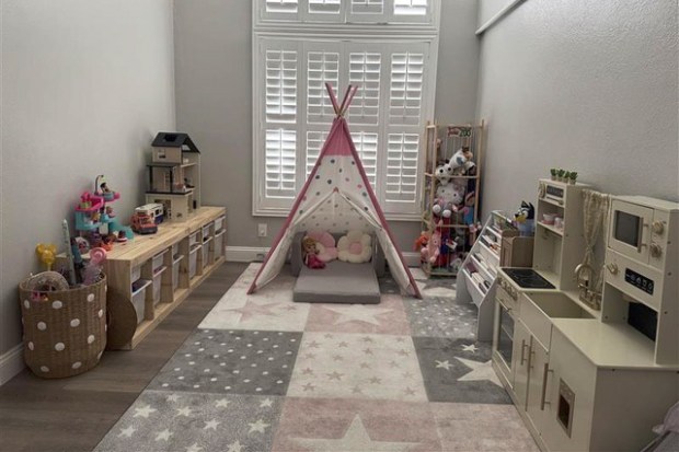 Designer Jen Pinto of Jackson Design and Remodeling repurposed the dining room space in her own home as a playroom for her daughter. The features in the space evolve as her activities change. (Jen Pinto)