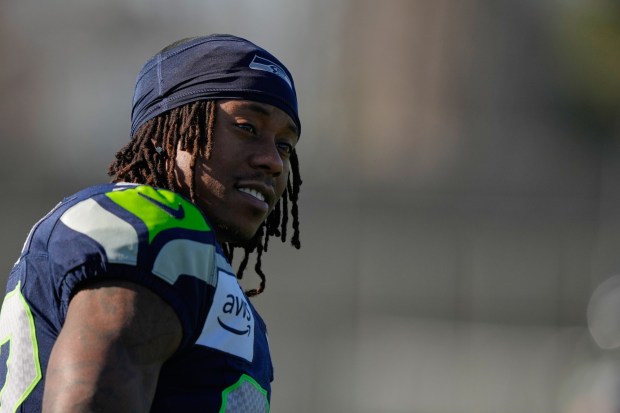 Seattle Seahawks wide receiver Rashid Shaheed (22) runs drills during an NFL Super Bowl football practice on Wednesday, Feb. 4, 2026, in San Jose, Calif., ahead of Super Bowl 60 between the New England Patriots and the Seattle Seahawks. (AP Photo/Brynn Anderson)