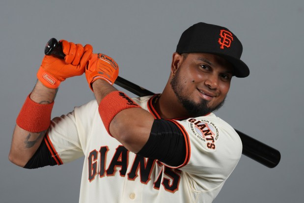 This is a 2026 photo of Luis Arraez of the San Francisco Giants baseball team. This image reflects the Giants active roster as of Thursday, Feb. 19, 2026, when this image was taken. (AP Photo/Ross D. Franklin)