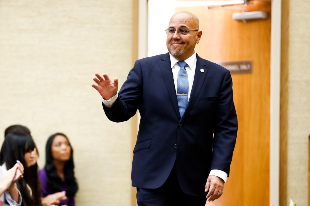 Councilmember Henry L. Foster III waves to a crowd before the mayor's State of the City speech at City Hall on Thursday, Jan. 15, 2026, in San Diego. (Meg McLaughlin / The San Diego Union-Tribune)