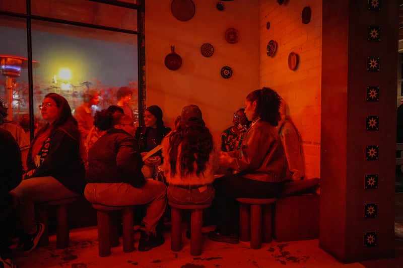 A group of girls talking.