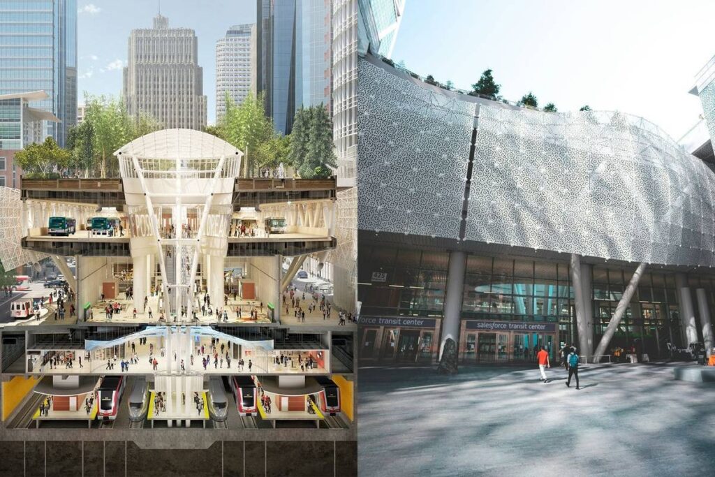 The Portal and Salesforce Transit Center cross section.