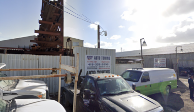 A view of Auto Towing's yard