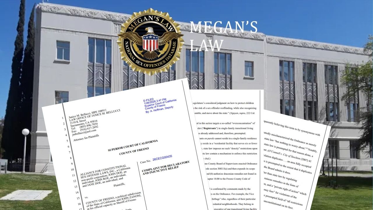 Group Sues Fresno County Over Sex Offender Housing Ordinance