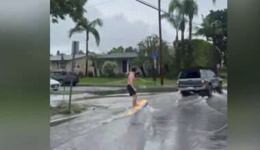 Long Beach man seen surfing on flooded streets – NBC Los Angeles