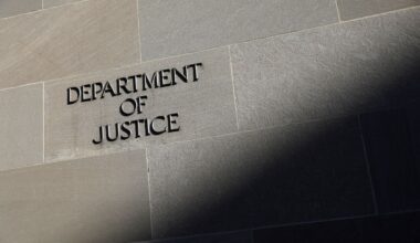 Signage is seen at the United States Department of Justice headquarters in Washington, D.C., U.S., August 29, 2020. (Reuters File)
