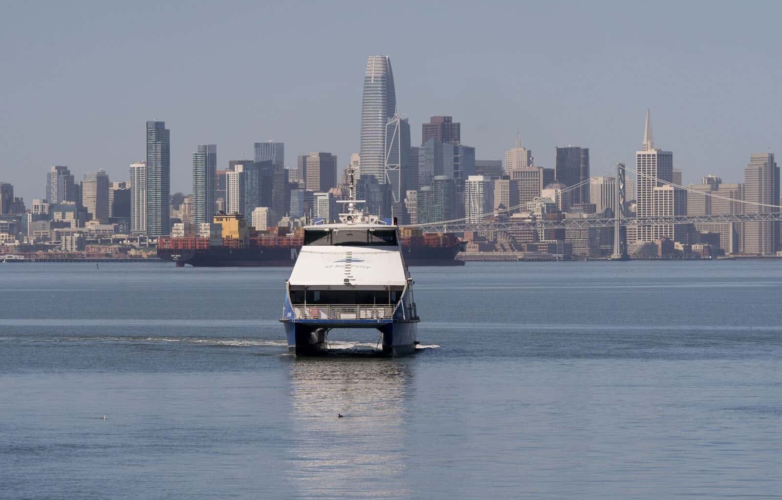 Alameda Post - an SF Bay Ferry is seen on the water coming away from SF