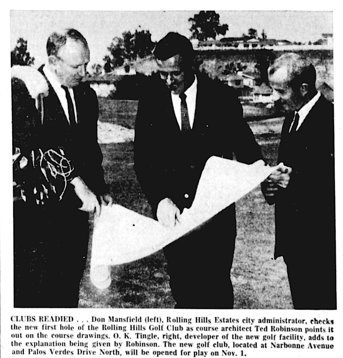 Don Mansfield (left), Rolling Hills Estates city administrator, check the...