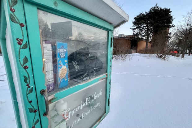 Little Food Pantry at Greenfield Church in Berkley on Feb. 3, 2026. (Peg McNichol / MediaNews Group)