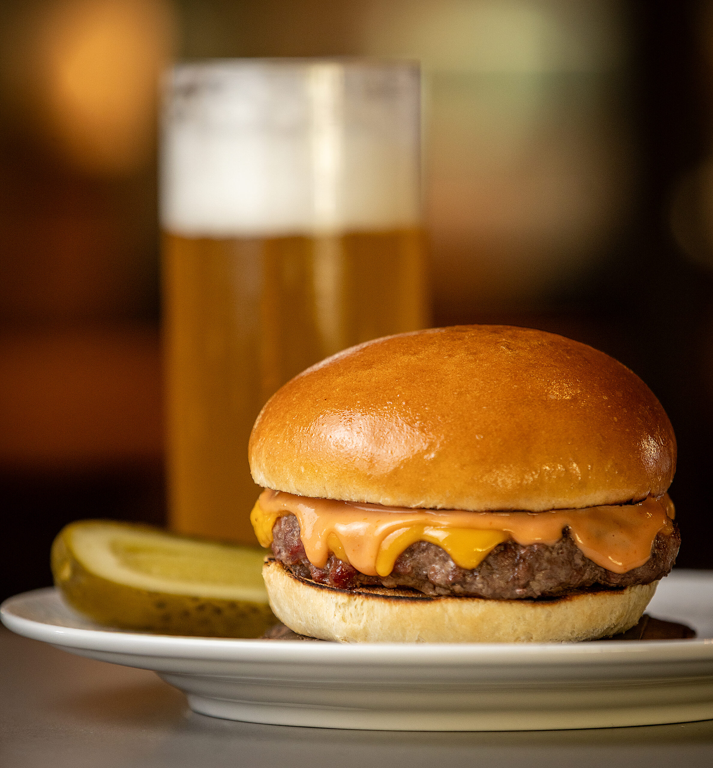 Classic Cheeseburger from the lunch menu at the bar/lounge from Folia Friday, September 19, 2025 in Healdsburg. (John Burgess / The Press Democrat)