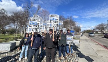 CSU Fresno Trade Workers Continue Statewide Strike Amidst Rain