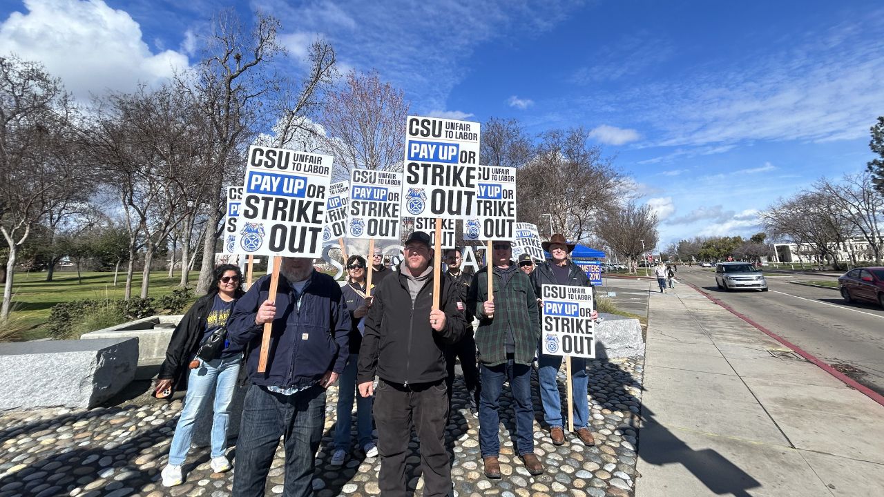 CSU Fresno Trade Workers Continue Statewide Strike Amidst Rain