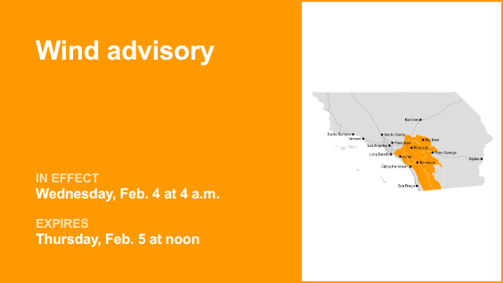 The Orange County and Santa Ana Mountains area placed under a wind advisory Wednesday and Thursday – Orange County Register