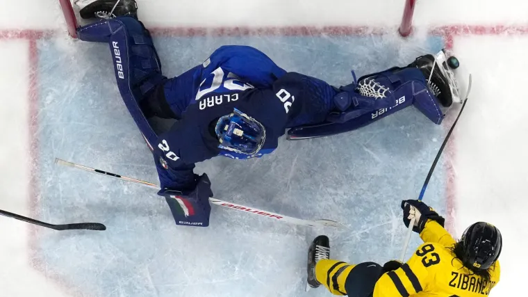 Who is Italy's goalie? Meet Ducks prospect Damian Clara, who made 46 saves in Olympic debut vs. Sweden image