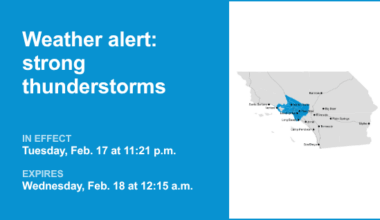 Weather alert issued for strong thunderstorms in 5 Freeway north of LA until early Wednesday – Orange County Register