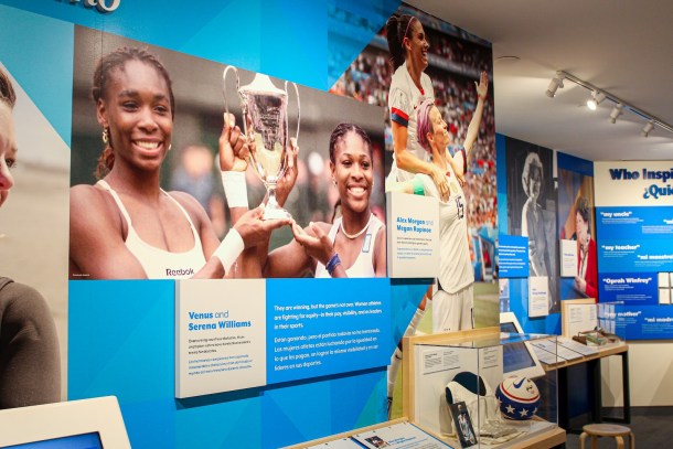 A display featuring Venus and Serena Williams is part of the California Museum’s self-guided Black history tour. Photo courtesy California Museum
