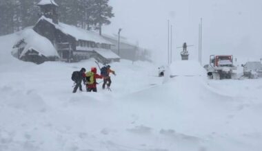 Rescuers push through winter storm to 6 survivors of a California avalanche. 9 others are missing