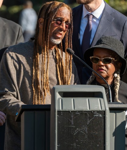 Rasheed Ali speaks Feb. 5 at the Capitol. Ali and his wife, Gayle, lost their home in the Eaton Fire last year. Russell Stiger Jr., OBSERVER