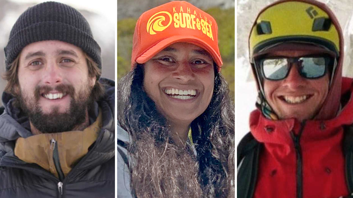 The three guides who died in the Castle Peak avalanche Tuesday, Feb. 17, 2026, were identified. From left: Michael Henry, Andrew Alissandratos and Nicole Choo.