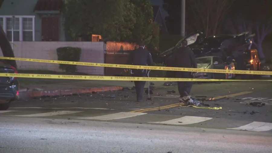 Suspected DUI driver suffers severe injuries after violent pursuit crash in Los Angeles. Feb. 2026 (KTLA)