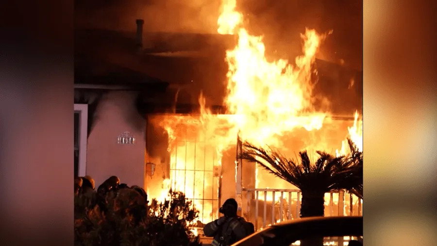 A home in Long Beach catches fire overnight as firefighters rush to the scene.