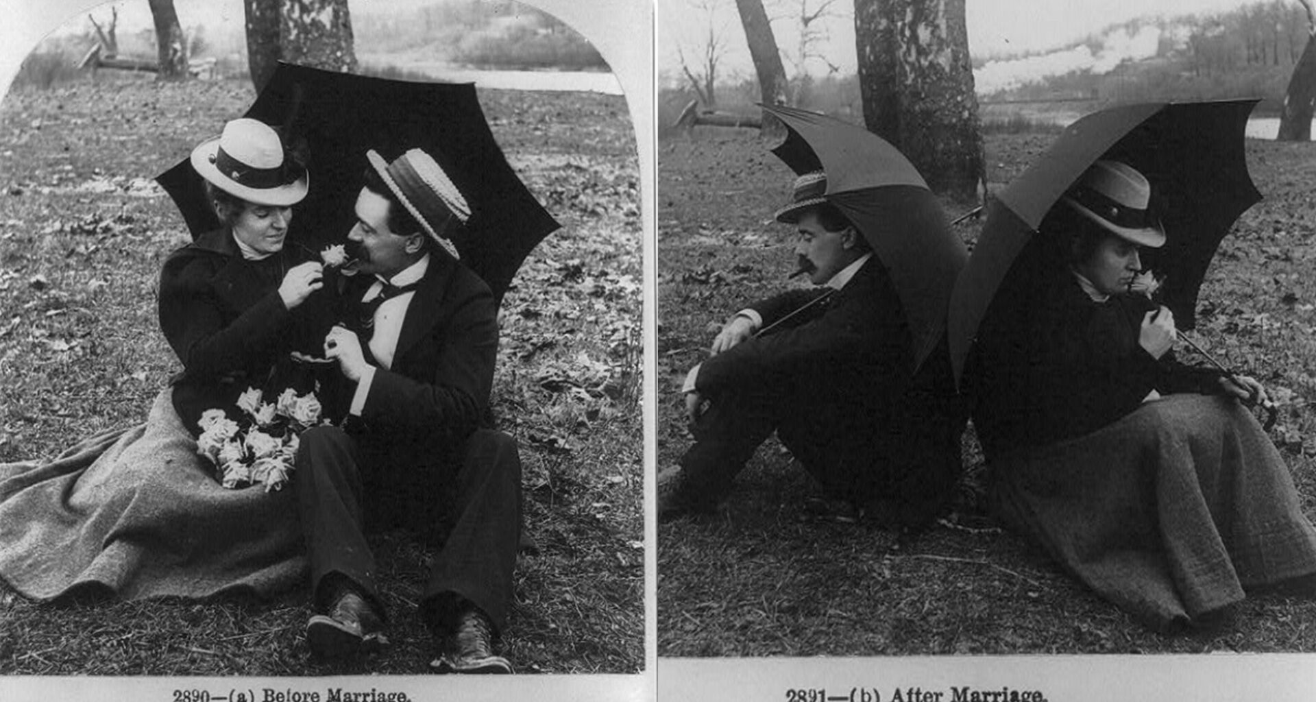 two black-and-white photographs. On the left, captioned