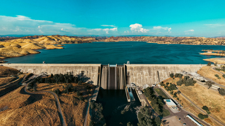 Friant Dam by Millerton Lake near Fresno, California