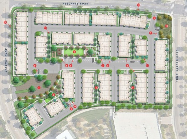 A map of the 111 townhomes proposed for Bressi Ranch.