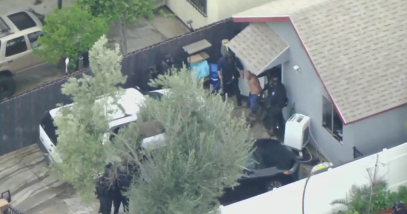 Barricaded burglary suspect arrested after Pacoima home catches on fire