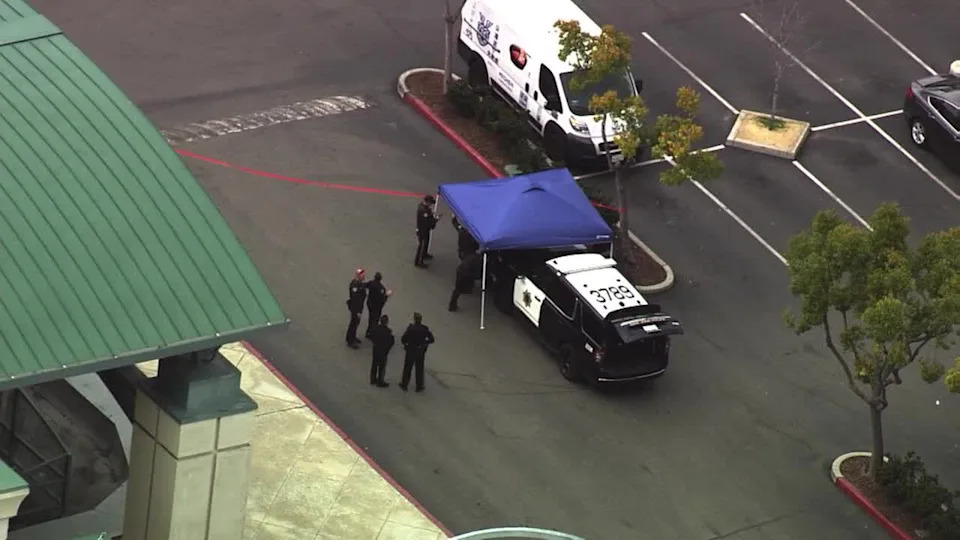 <div>A man and a woman were found shot to death Tuesday morning in a parking lot in the 500 block of El Paseo de Saratoga in San Jose. Feb. 24, 2026</div>