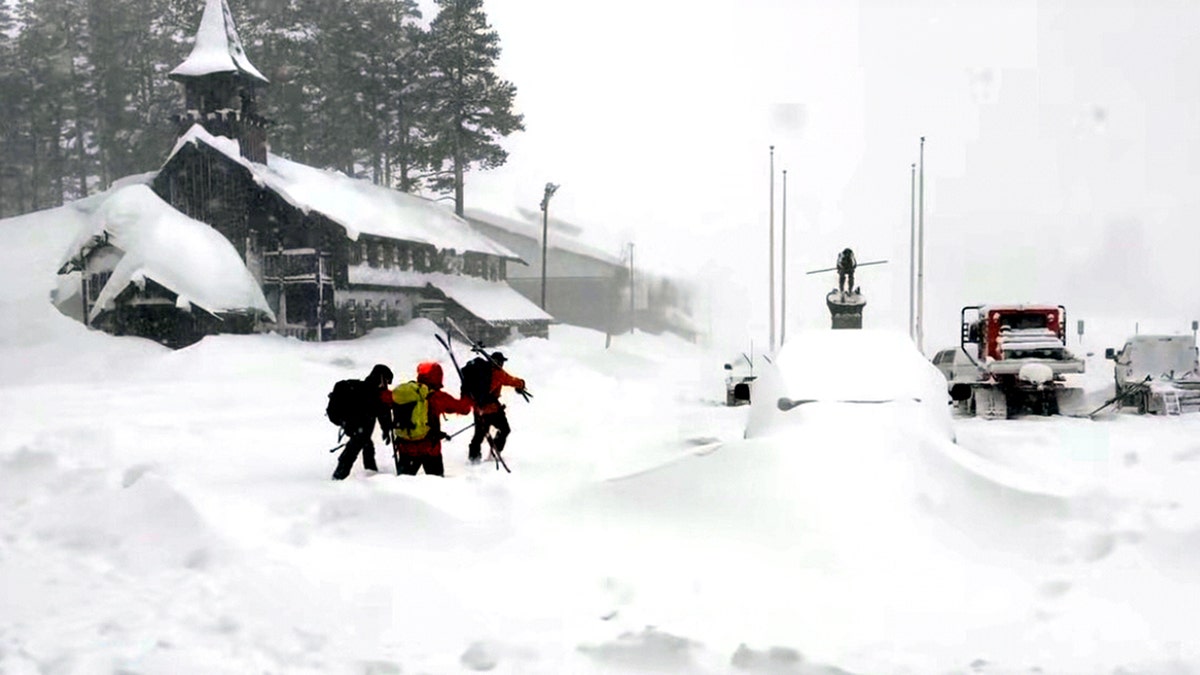 rescue team marching through snow
