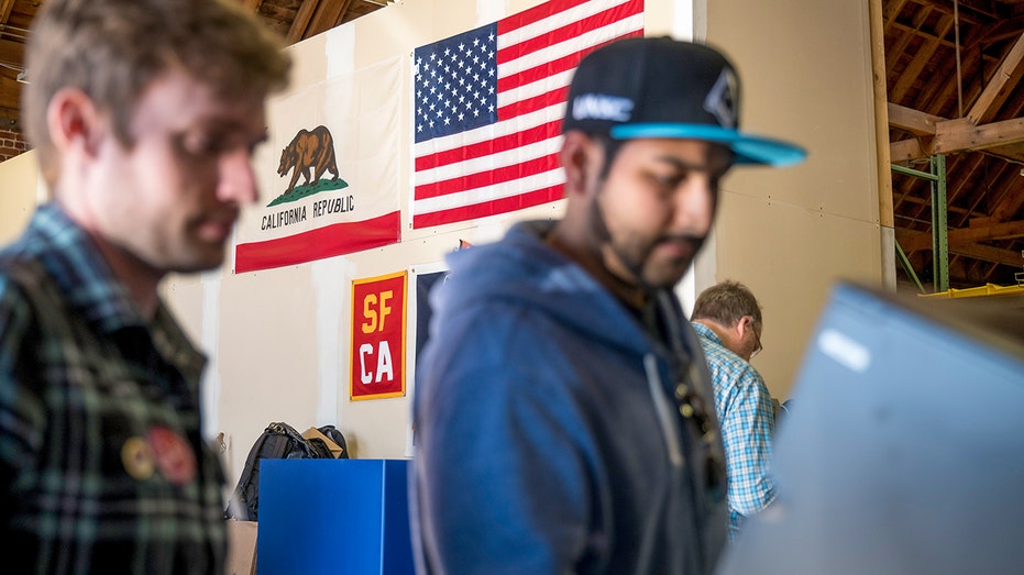 California voters at ballot booth