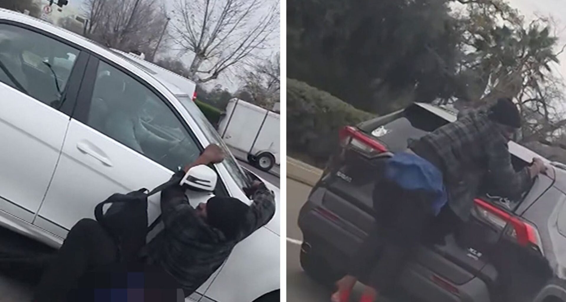 Man Hitches Death-Defying Rides Hanging Onto Cars in Traffic, on Video